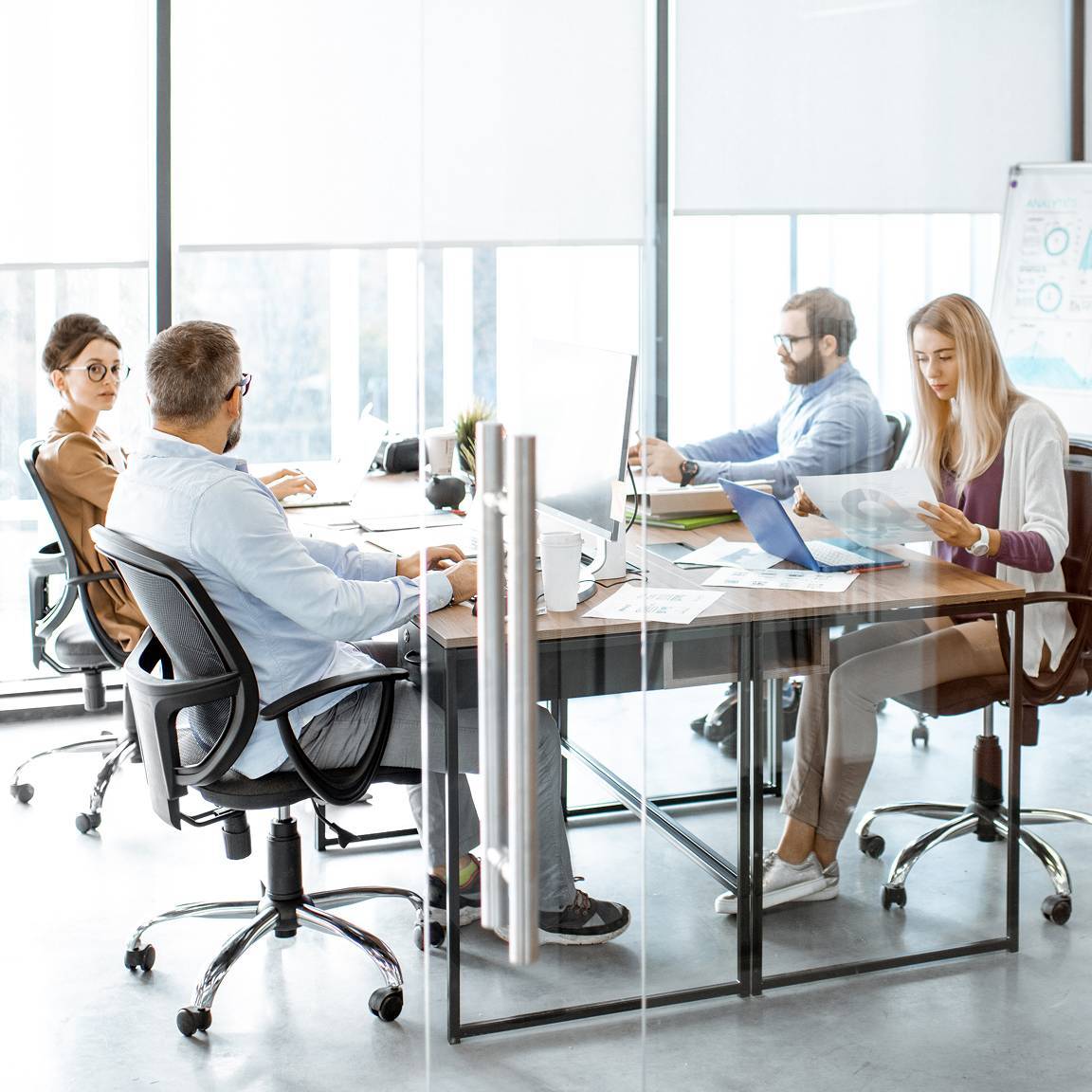 group of people working in office