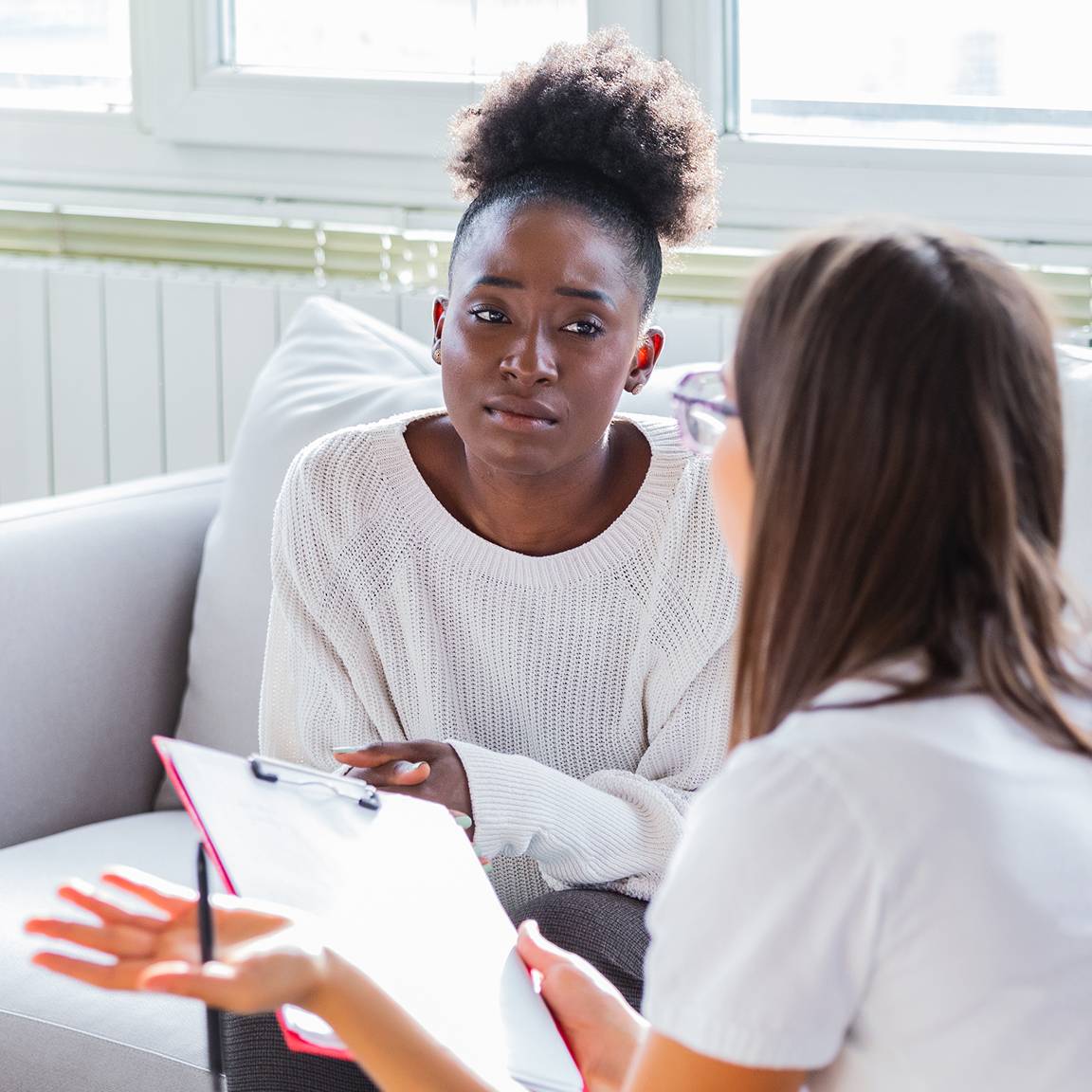 woman doing wellbeing assessment